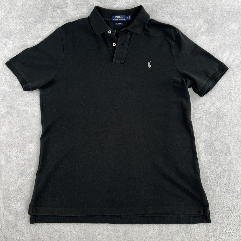 Polo Ralph Lauren Classic Fit Mesh Polo M Black Men Short Sleeve Red Pony Logo